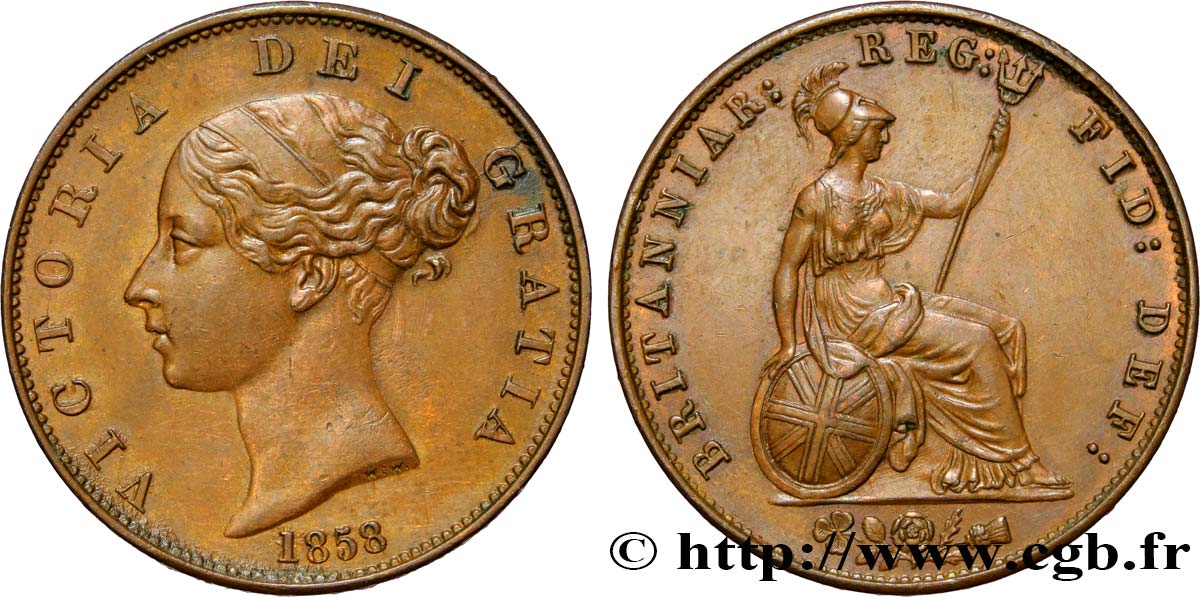 REINO UNIDO 1/2 Penny Victoria “tête jeune” 1858  EBC 