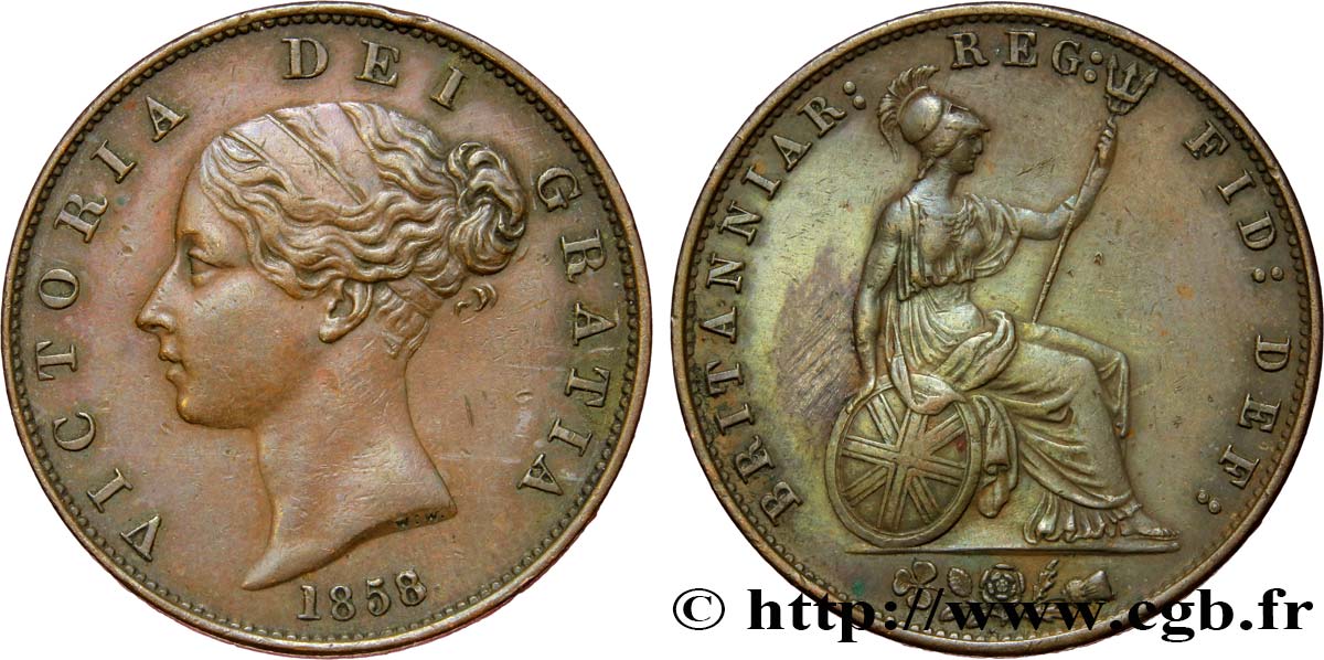 REINO UNIDO 1/2 Penny Victoria “tête jeune” 1858  BC+ 