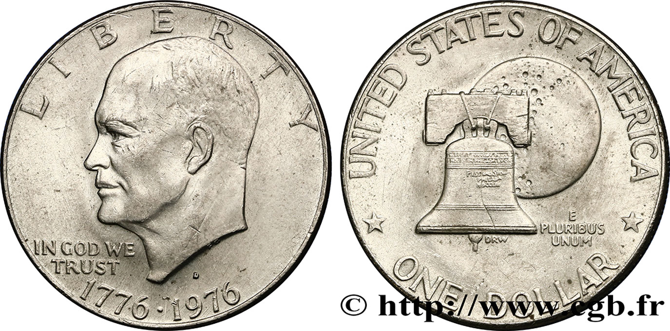 UNITED STATES OF AMERICA 1 Dollar Eisenhower bicentenaire type II 1976 Denver AU 