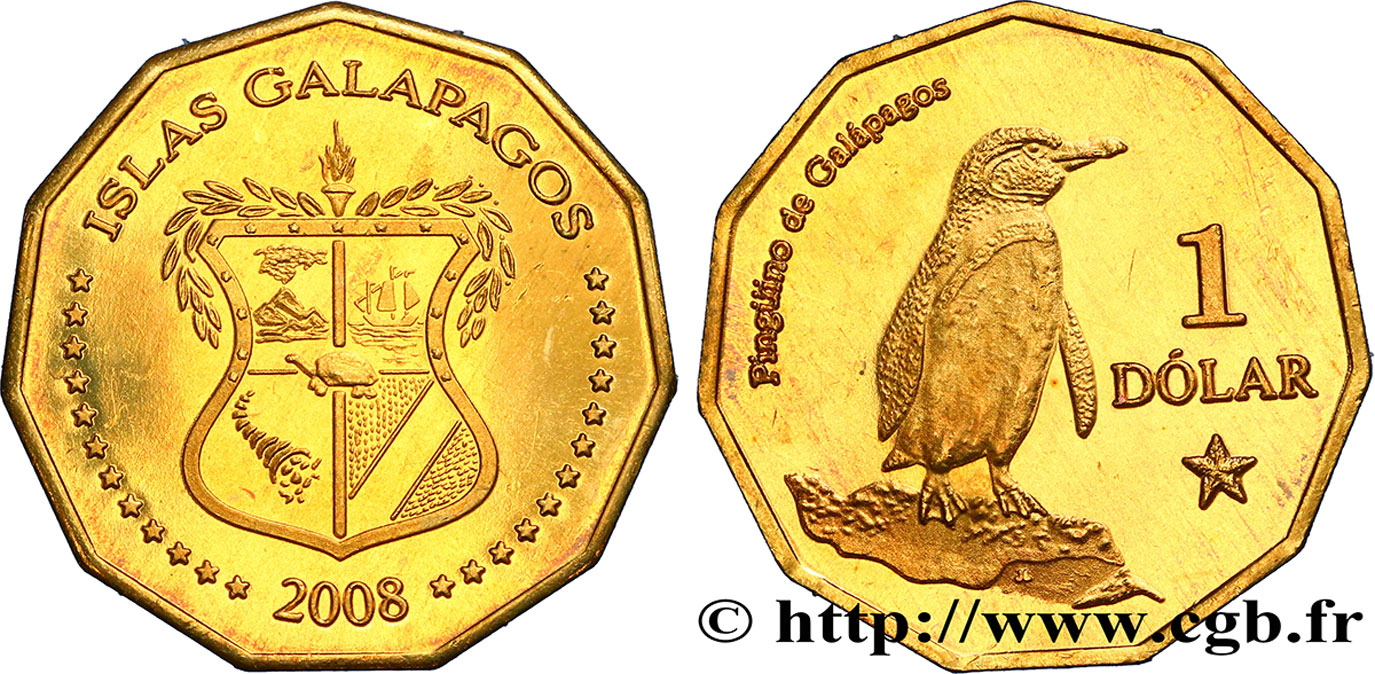 ISOLE GALAPAGOS 1 Dolar emblème / pingouin 2008  MS 