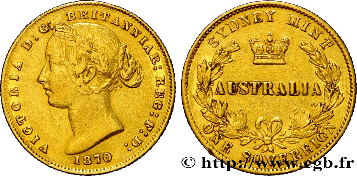 AUSTRALIA 1 Souverain Victoria 1870 Sydney BB 