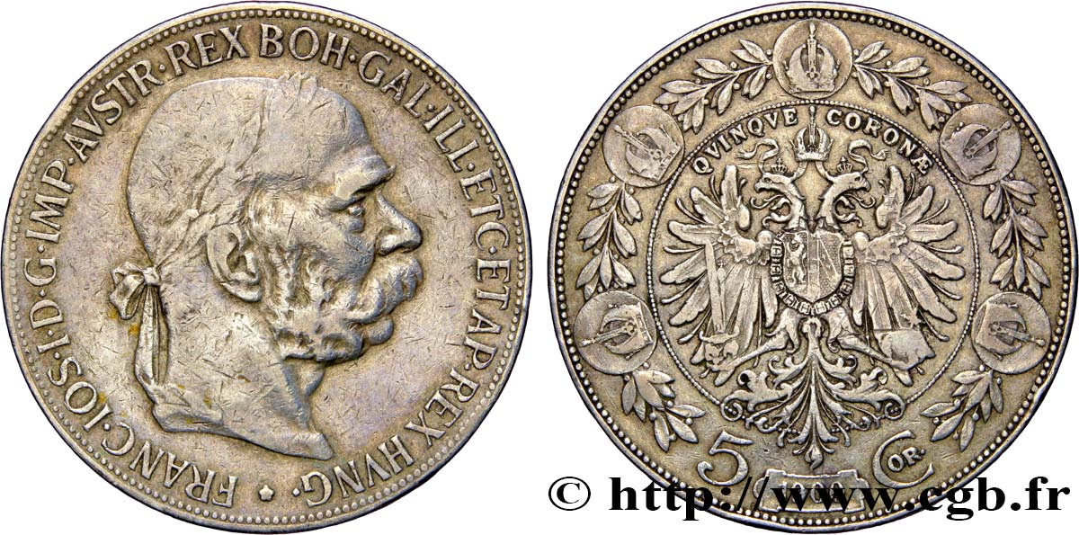 AUSTRIA 5 Corona François-Joseph Ier 1900  BC+ 