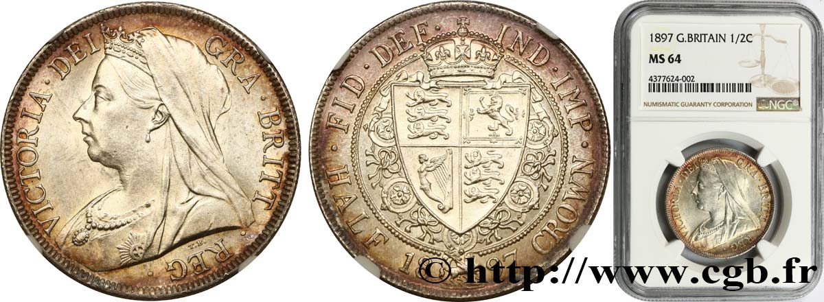 ROYAUME-UNI 1/2 Crown Victoria “Old Head” 1897 Londres SPL64 NGC