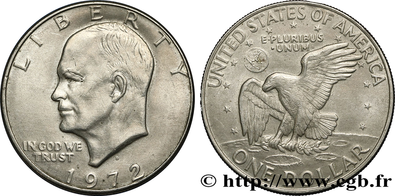 UNITED STATES OF AMERICA 1 Dollar Eisenhower 1972 Denver AU 