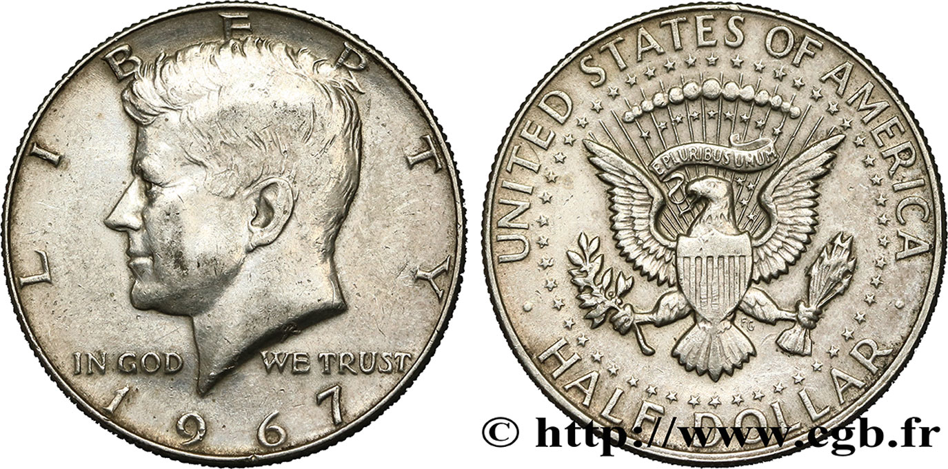 ÉTATS-UNIS D AMÉRIQUE 1/2 Dollar Kennedy 1967 Philadelphie TTB 
