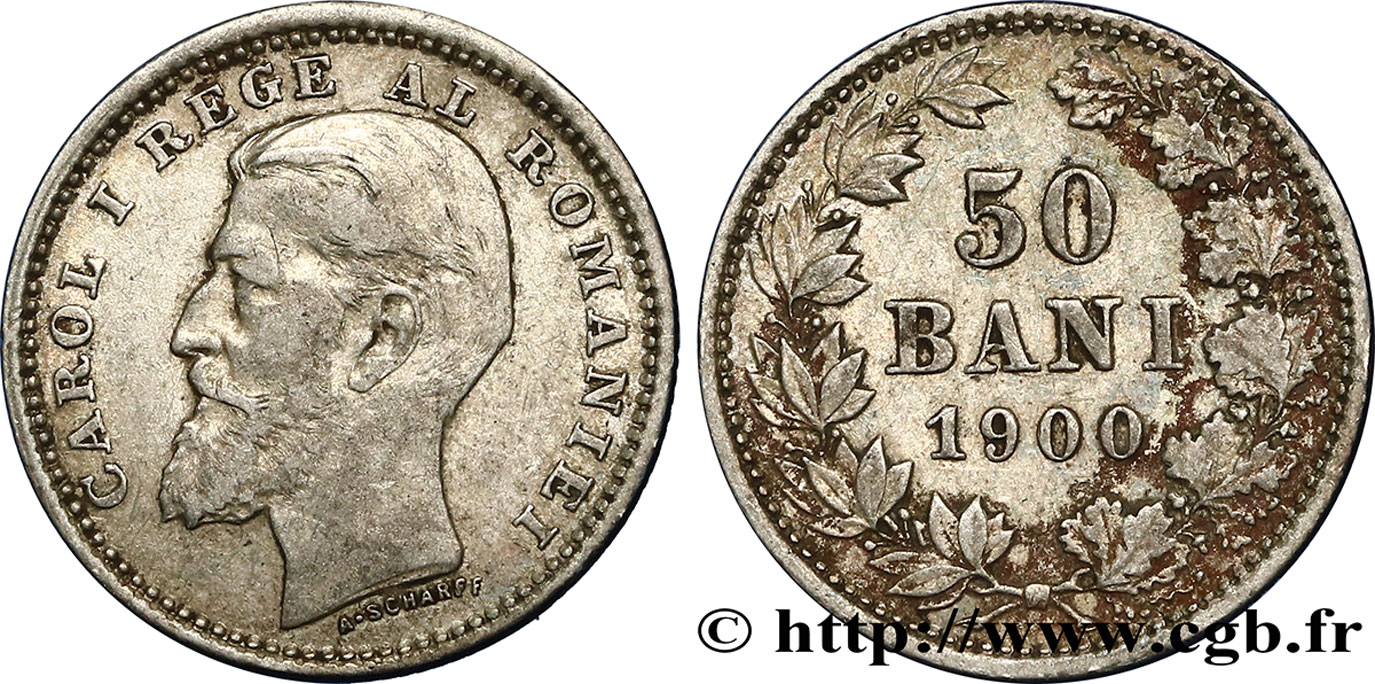 ROUMANIE 50 Bani Charles Ier 1900 Bucarest TTB/TB+ 