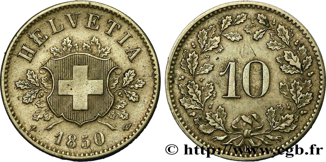 SVIZZERA  10 Centimes (Rappen) 1850 Strasbourg  BB 