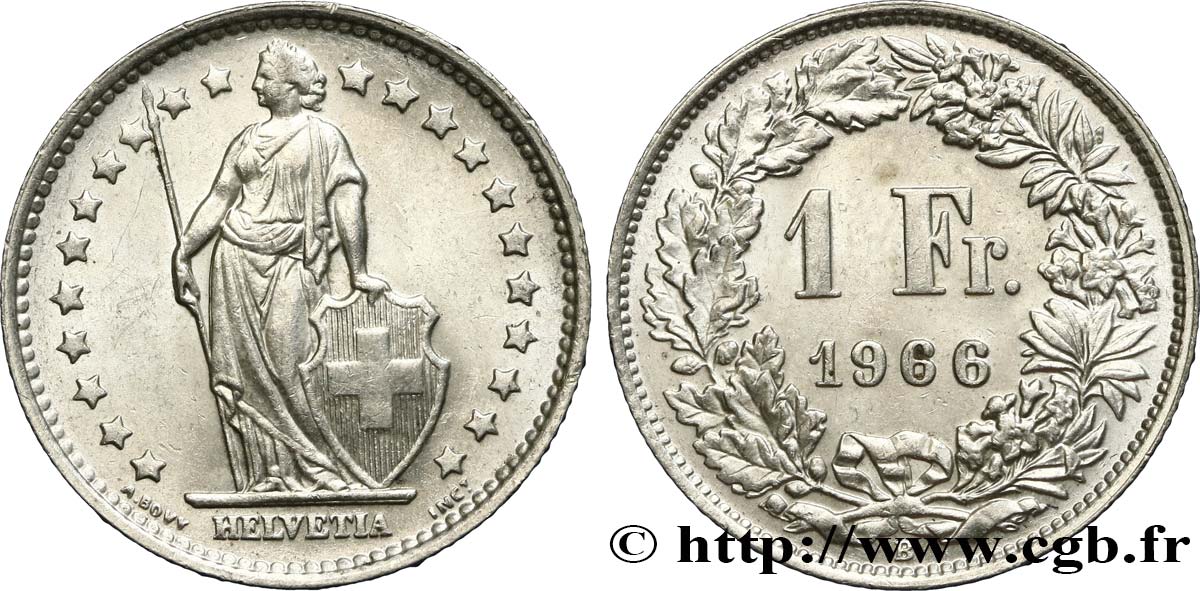 SWITZERLAND 1 Franc Helvetia 1966 Berne MS 