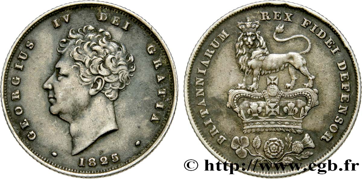 UNITED KINGDOM 1 Shilling Georges IV 1825  VF 