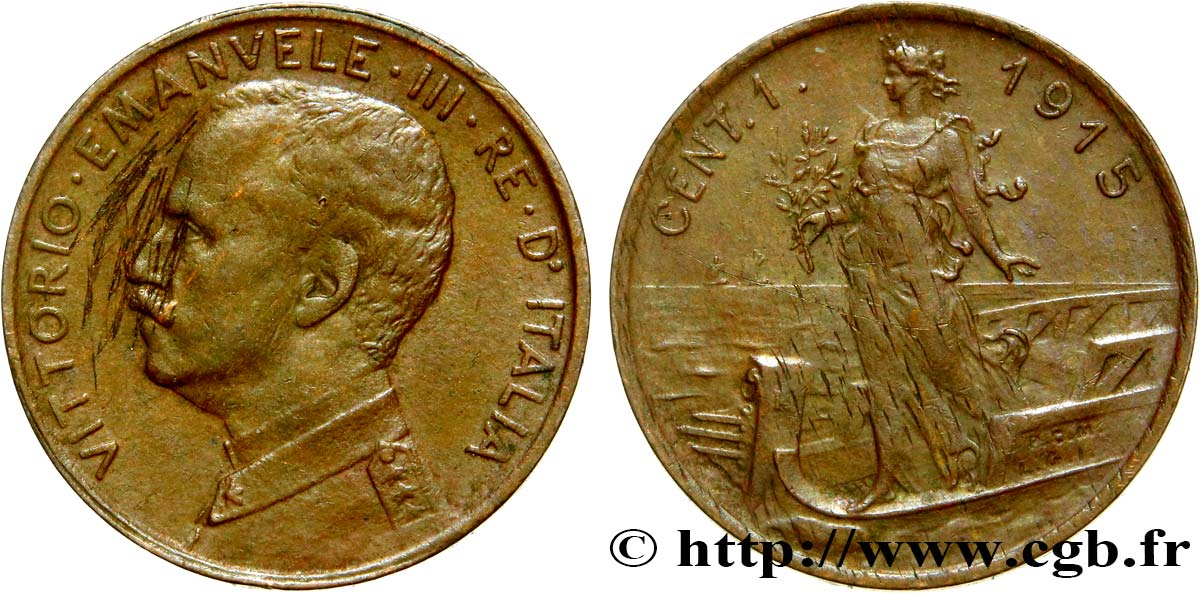 ITALIA 1 Centesimo Victor Emmanuel III 1915 Rome - R BB 