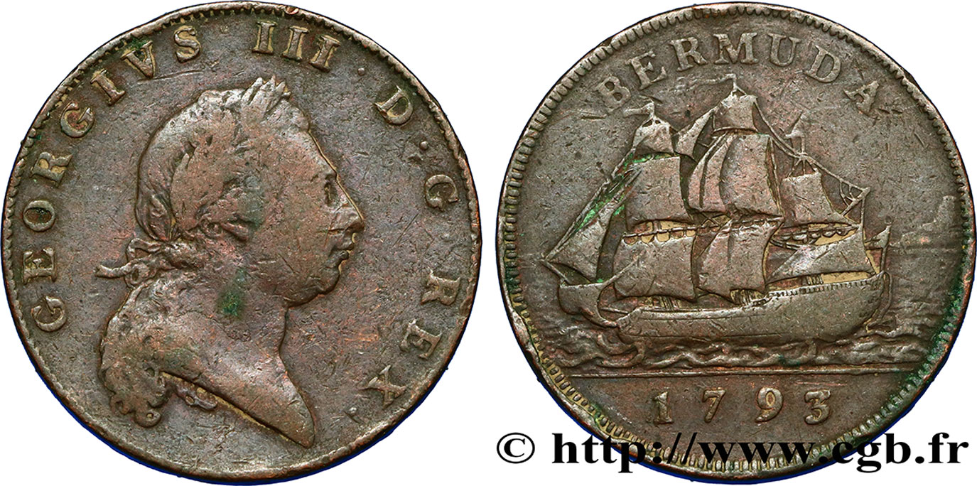 BERMUDES 1 Penny Georges III 1793  TB 