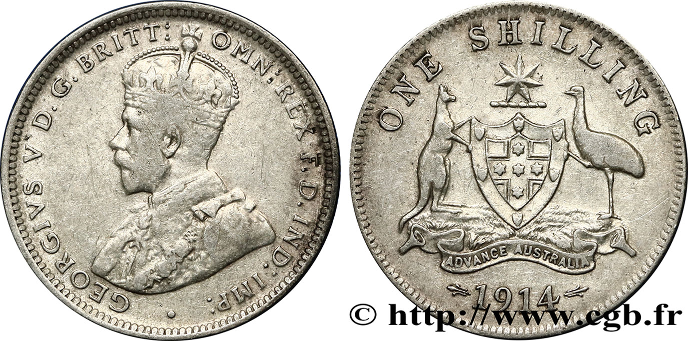 AUSTRALIA 1 Shilling Georges V 1914 Londres BC+ 
