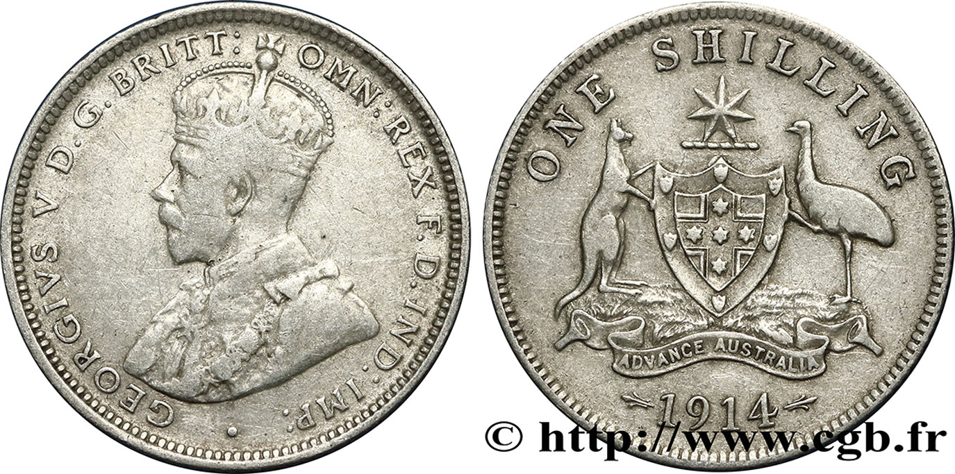 AUSTRALIE 1 Shilling Georges V 1914 Londres TB+ 