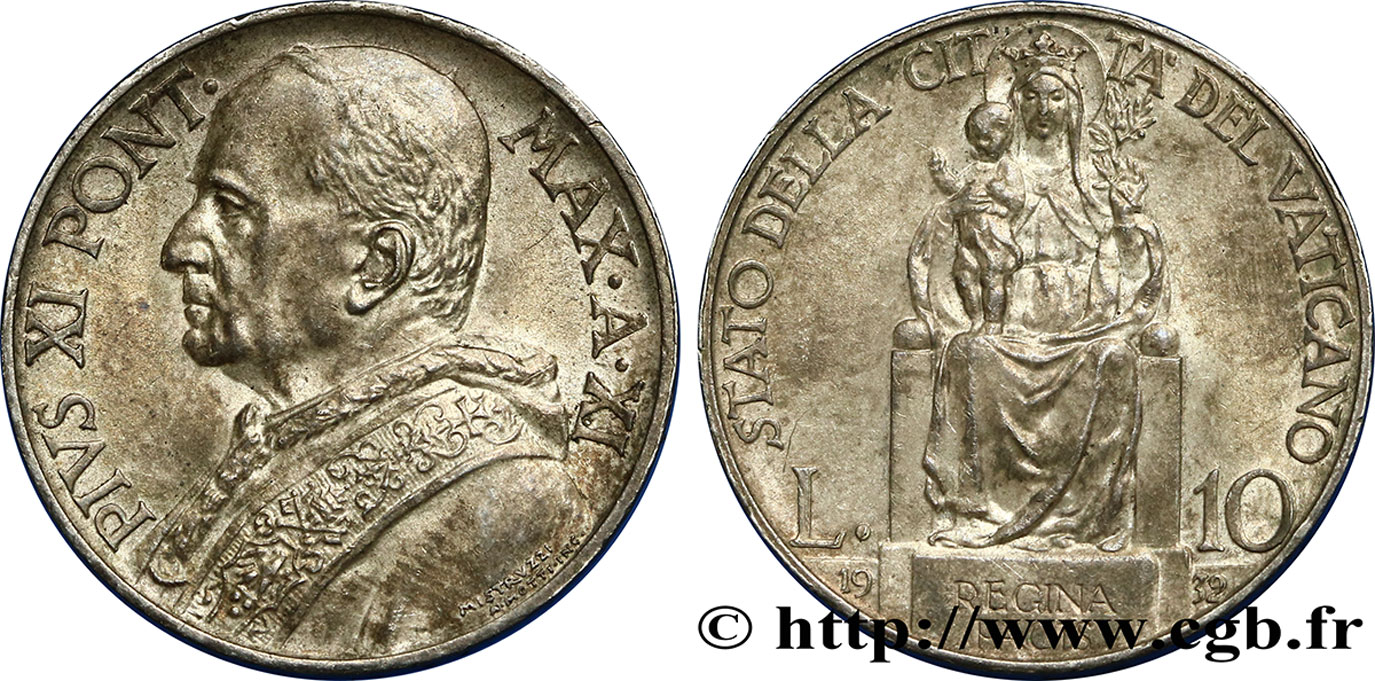 VATICAN AND PAPAL STATES 10 Lire  1932 Rome MS 