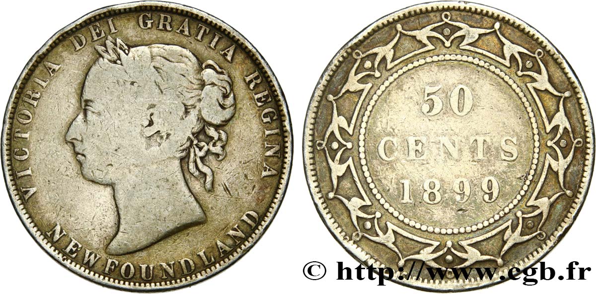 TERRE-NEUVE 50 Cents Victoria 1899 Heaton TB 
