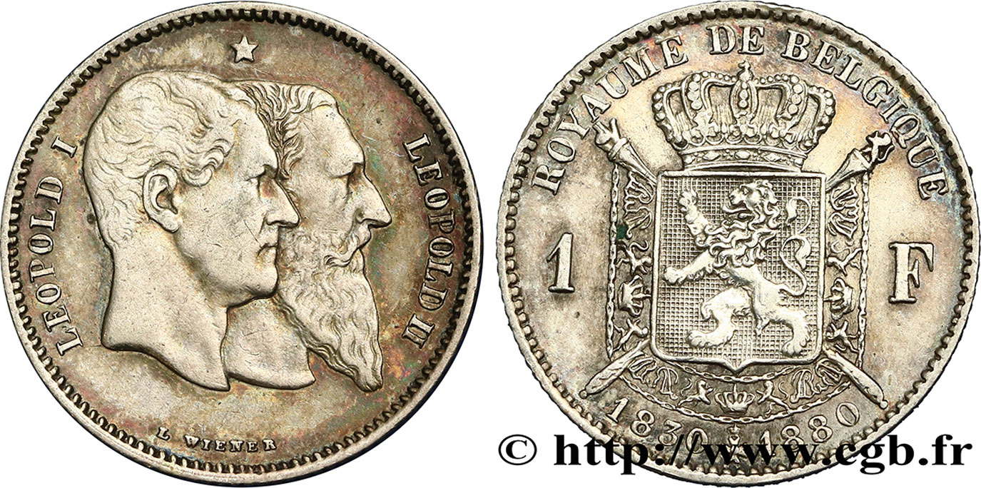 BELGIO 1 Franc 50e anniversaire de l’indépendance 1880  BB 