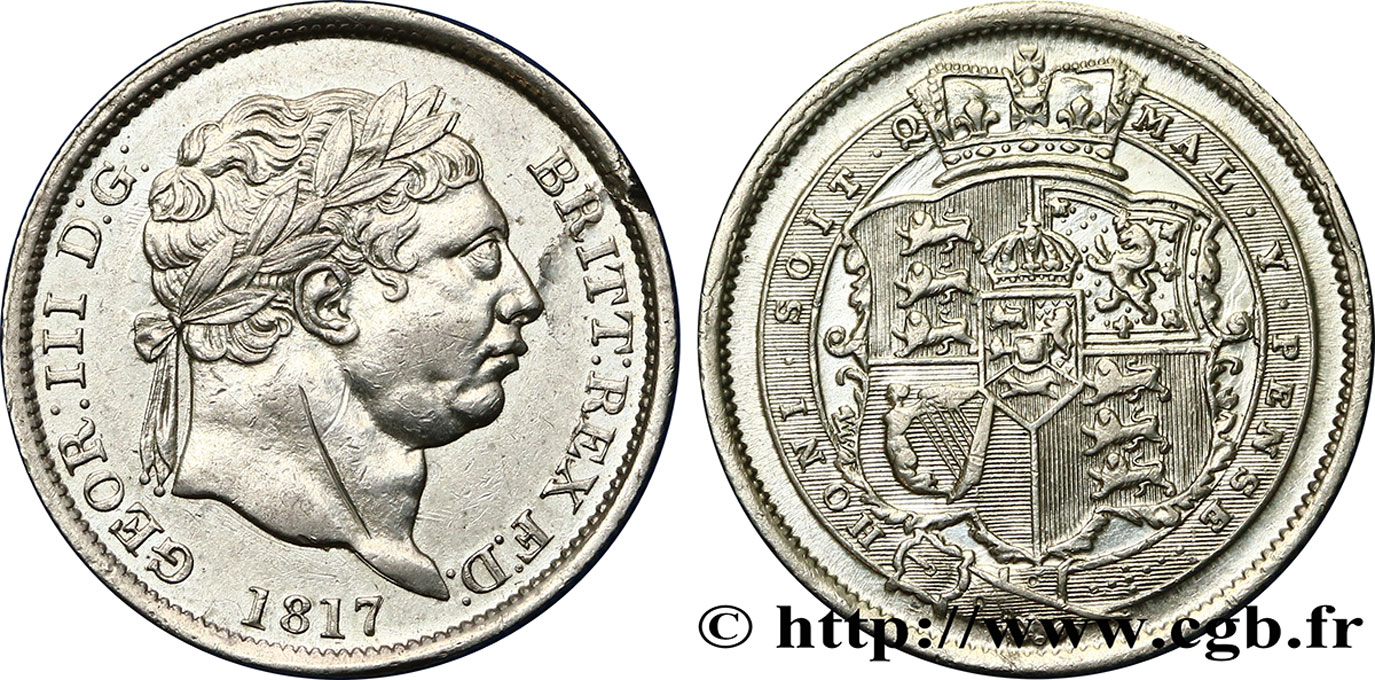 ROYAUME-UNI 1 Shilling Georges III 1817  TTB+ 