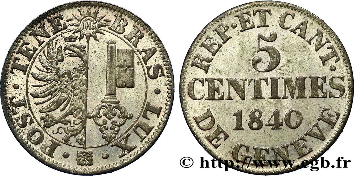 SWITZERLAND - REPUBLIC OF GENEVA 5 Centimes 1840  MS 