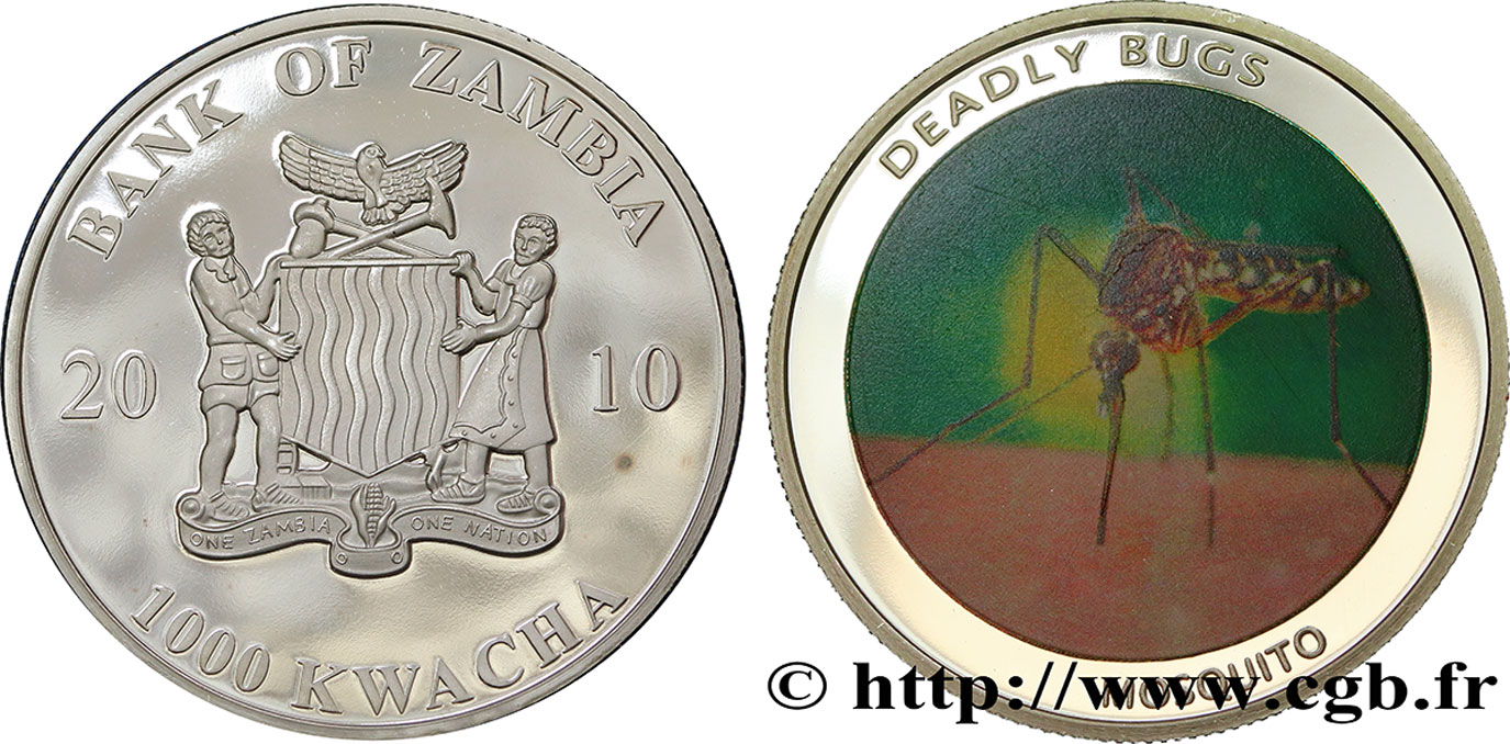 ZAMBIA 1000 Kwacha Proof série Insectes mortels : moustique 2010  SC 