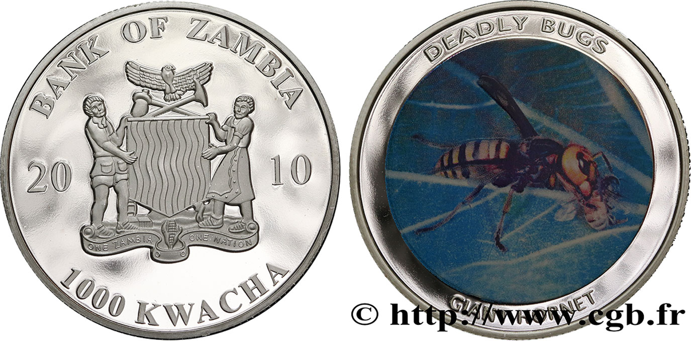 ZAMBIA 1000 Kwacha Proof série Insectes mortels : frelon-géant 2010  MS 