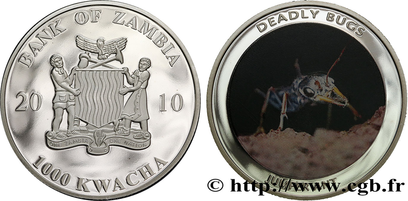 ZAMBIA 1000 Kwacha Proof série Insectes mortels : fourmi sauteuse 2010  SC 
