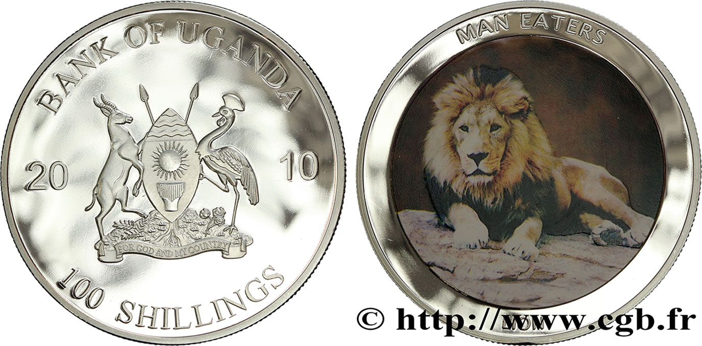 UGANDA 100 Shillings Proof série Mangeurs d’hommes : lion 2010  MS 
