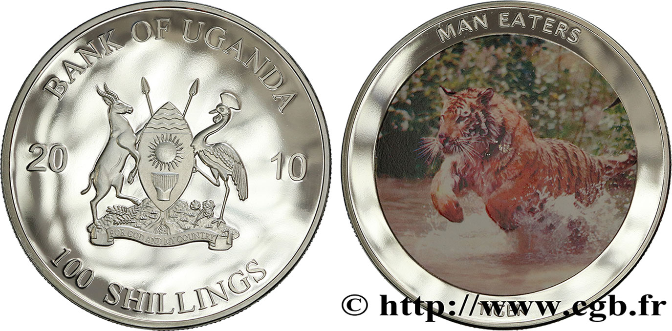 UGANDA 100 Shillings Proof série Mangeurs d’hommes : tigre 2010  ST 