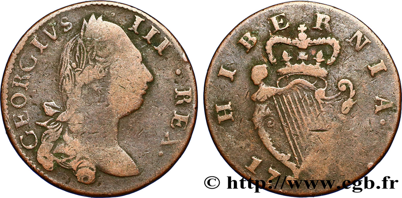 IRLANDA 1/2 Penny Georges III n.d  BC 
