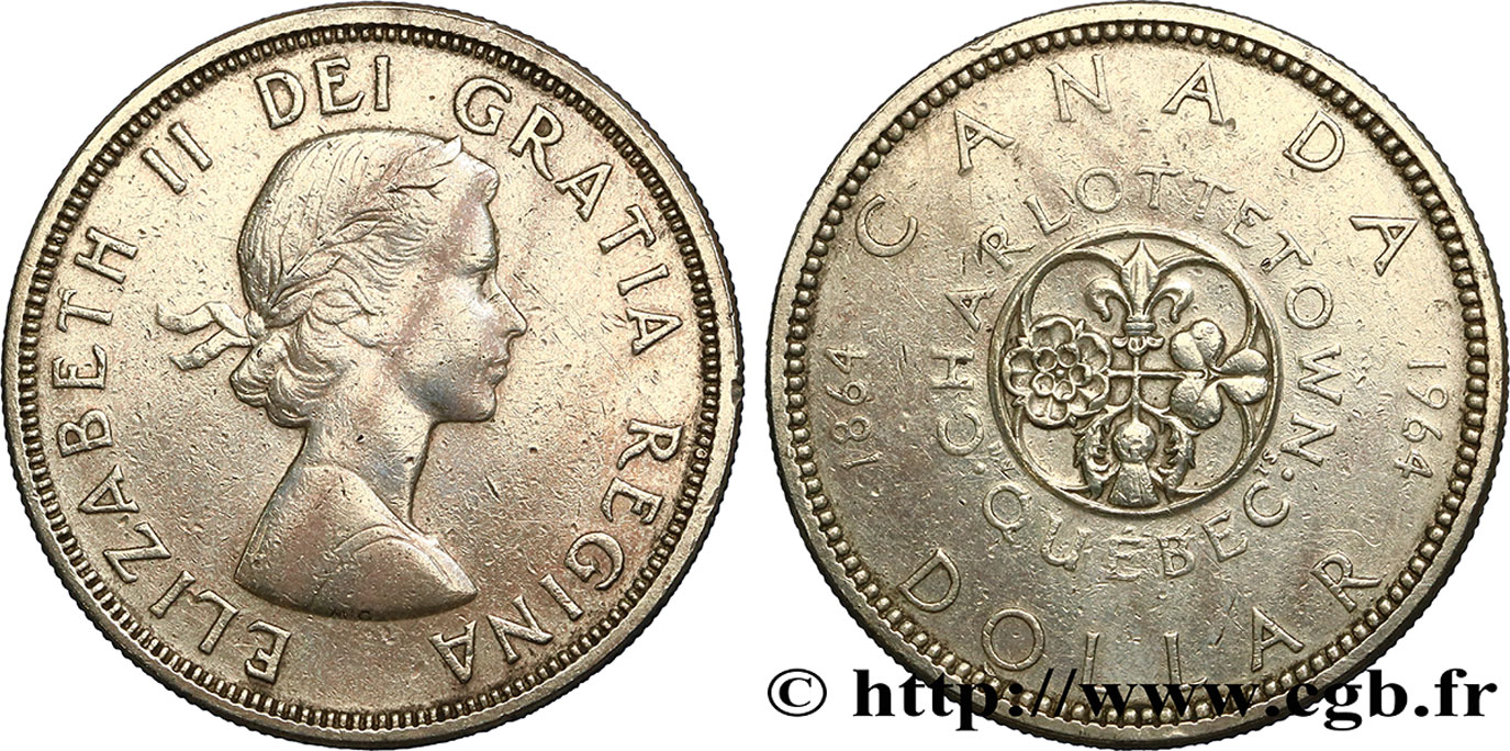 CANADA 1 Dollar Charlottetown-Québec 1964  VF 