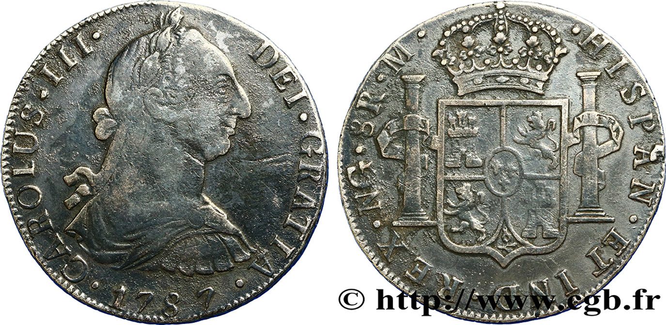 GUATEMALA 8 Reales Charles III 1787 Guatemala BC+ 