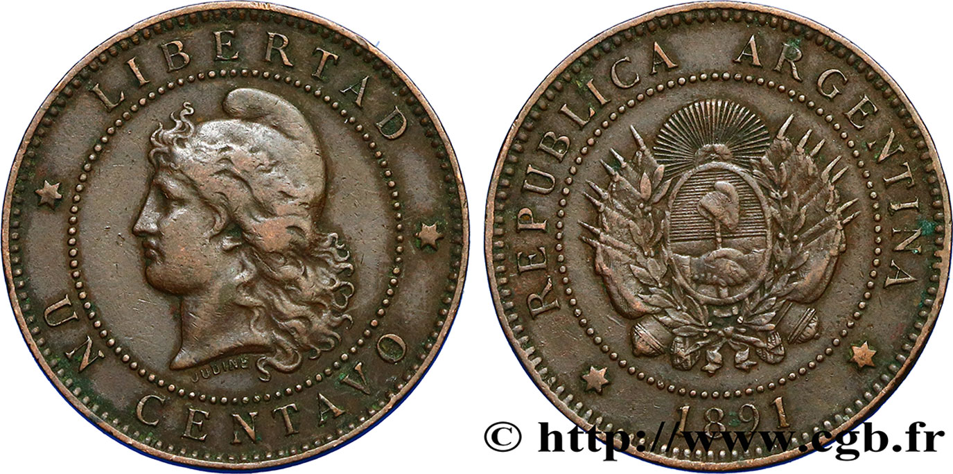 ARGENTINA 1 Centavo 1891  BB 