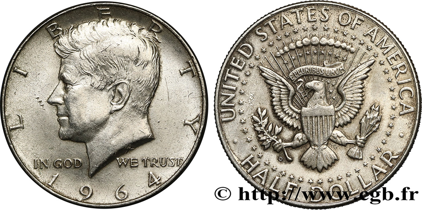 ESTADOS UNIDOS DE AMÉRICA 1/2 Dollar Kennedy 1964 Denver EBC 