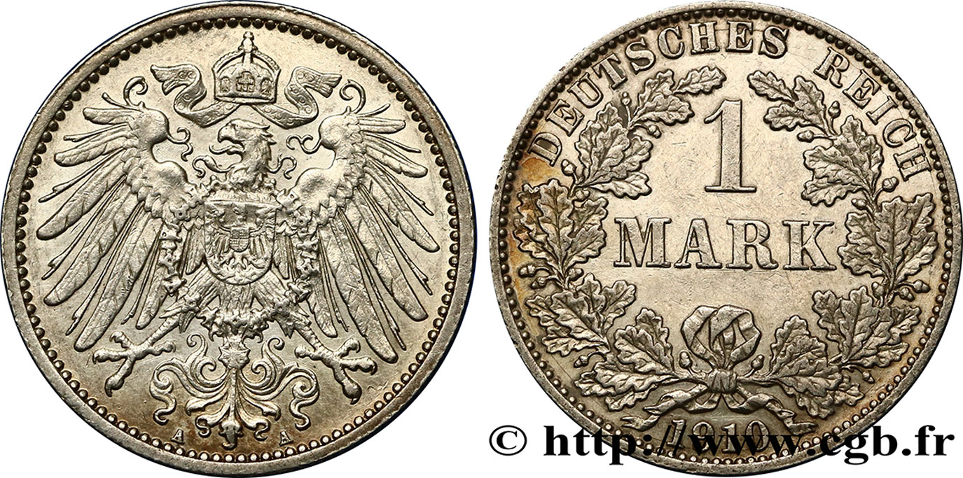 ALLEMAGNE 1 Mark Empire aigle impérial 2e type 1910 Berlin SUP 