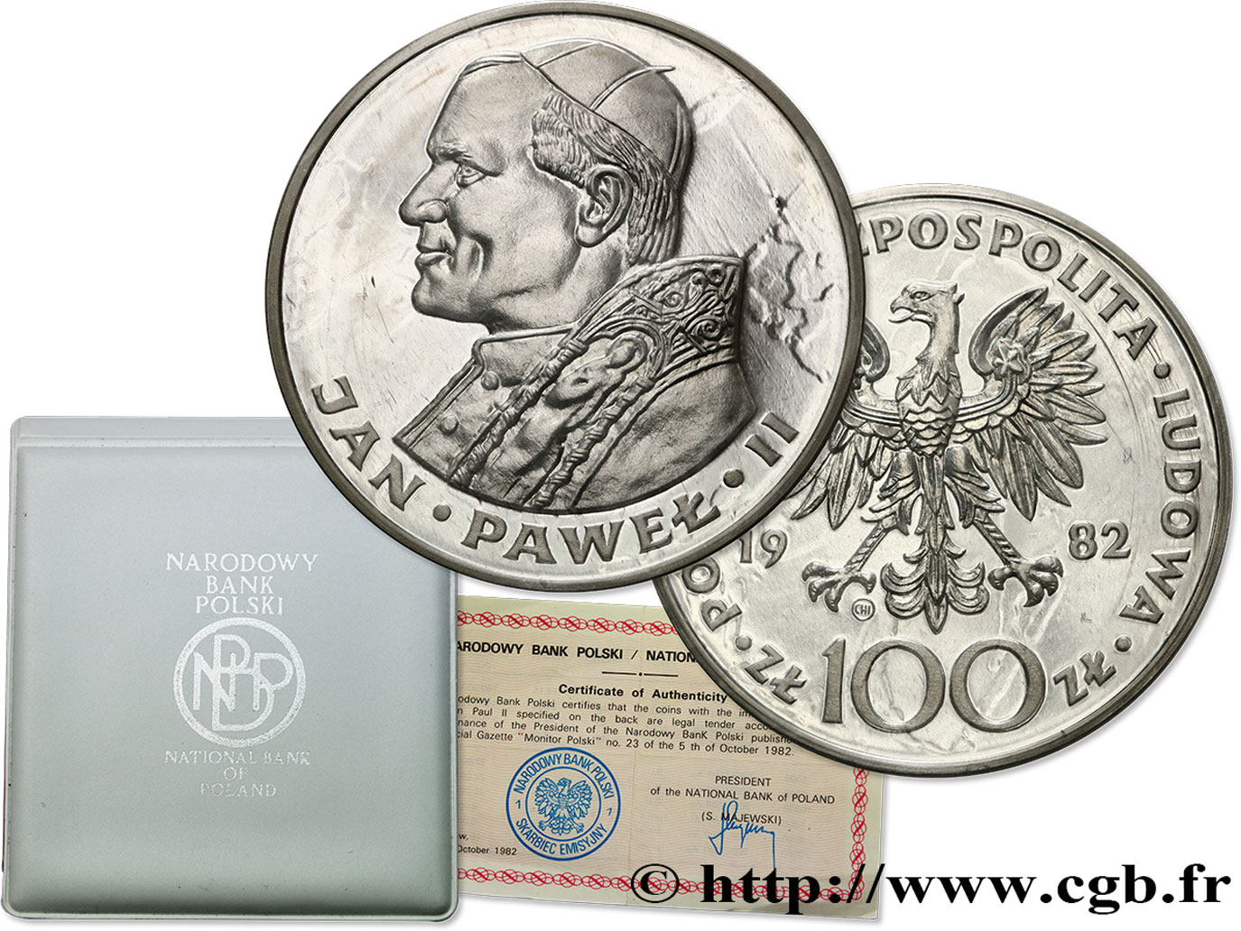POLAND 100 Zlotych Proof visite du pape Jean-Paul II 1982  MS 