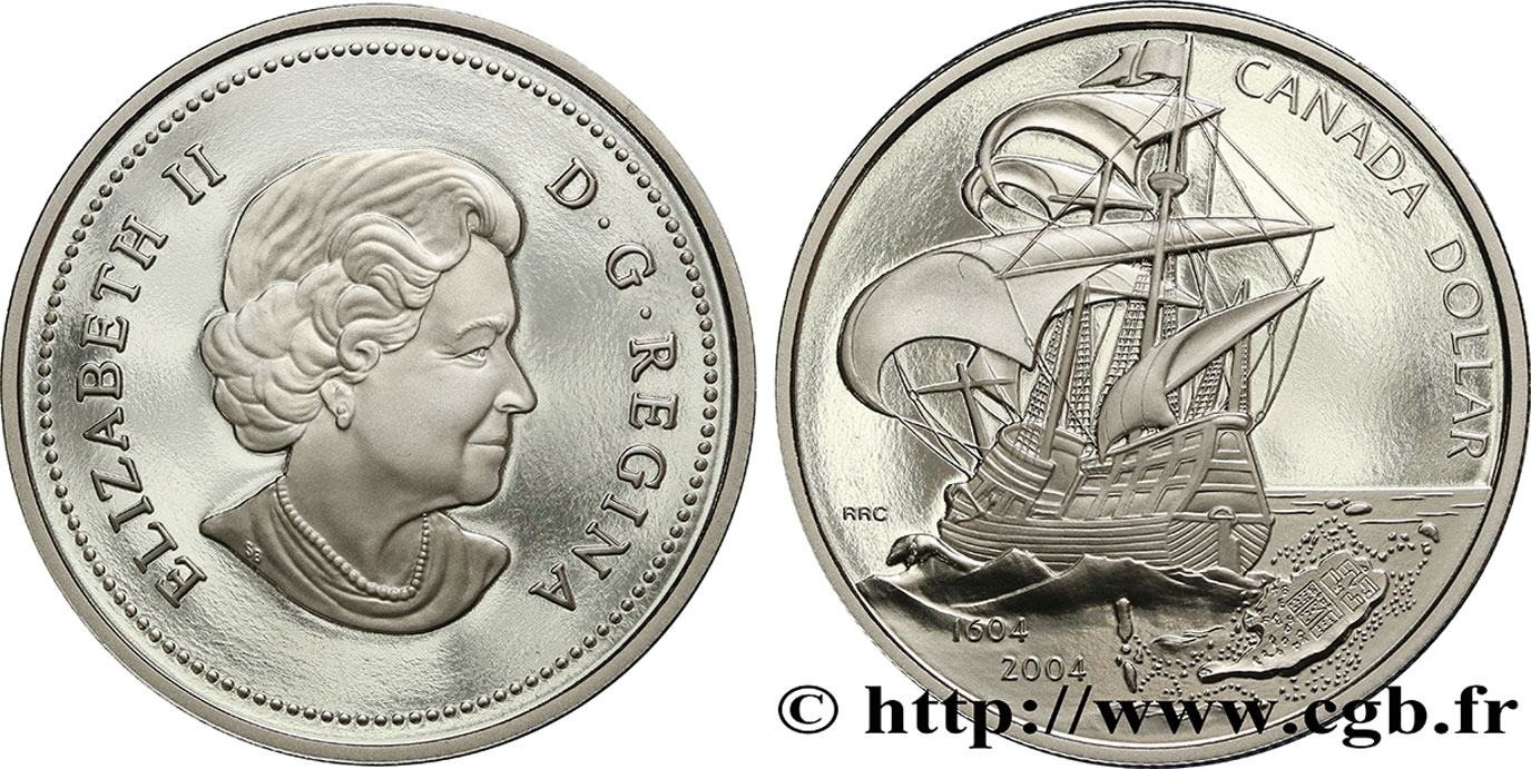 CANADA 1 Dollar Elisabeth II  Commémoration du premier comptoir français 2004  SPL 