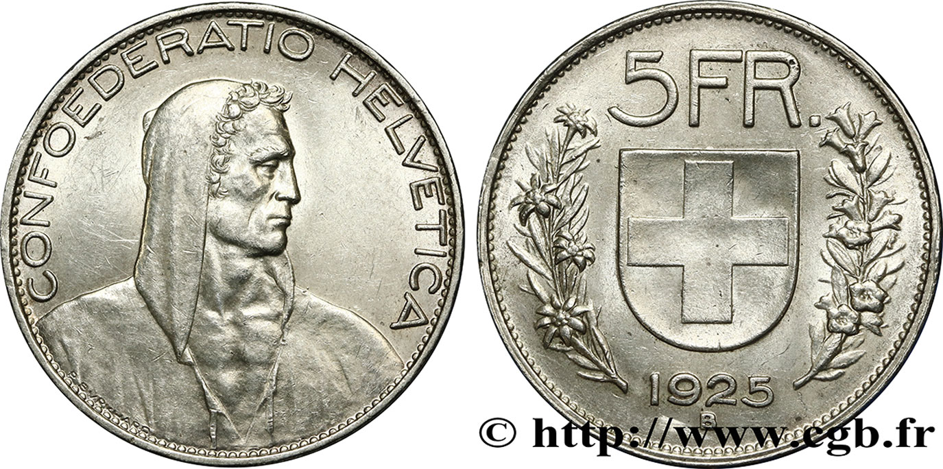 SVIZZERA  5 Francs berger 1925 Berne MS 