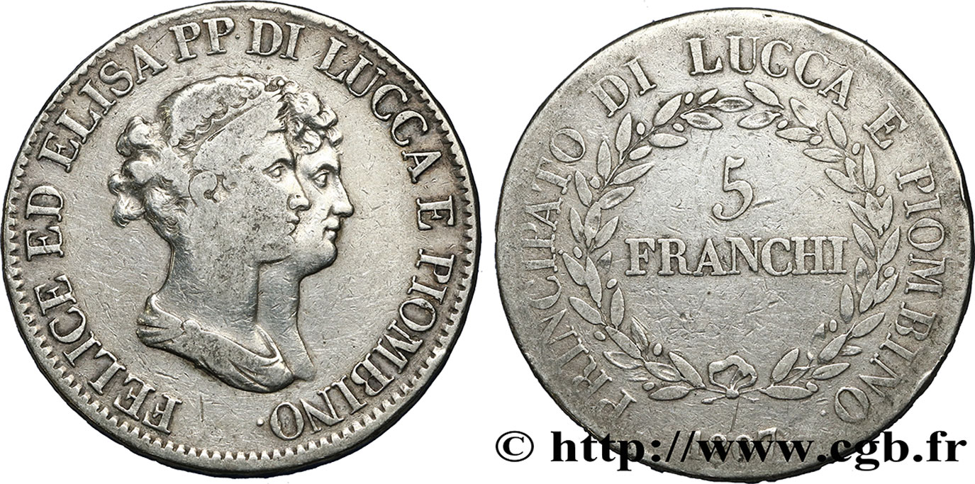 ITALIEN - LUCQUES UND PIOMBINO 5 Franchi 1807 Florence fSS/S 