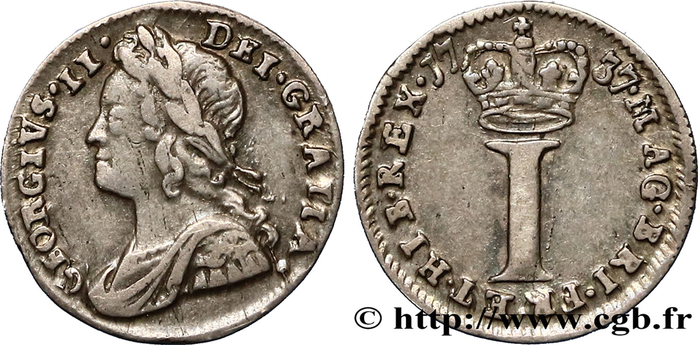 ROYAUME-UNI Penny Georges II 1737  TTB 