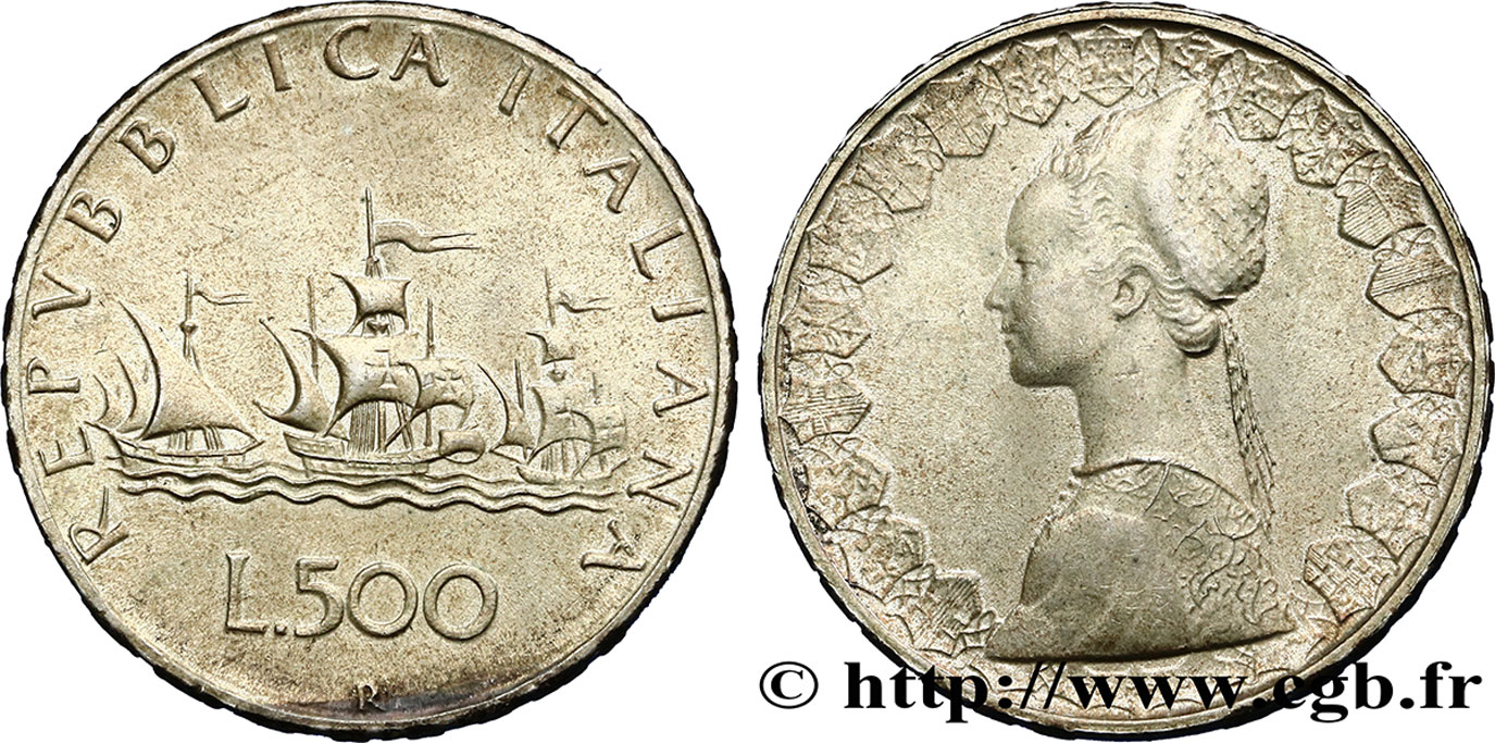ITALIA 500 Lire “caravelles” 1966 Rome - R EBC 
