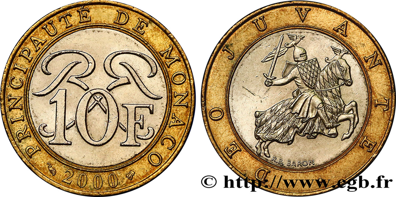 MONACO 10 Francs Rainier III 2000 Paris EBC 