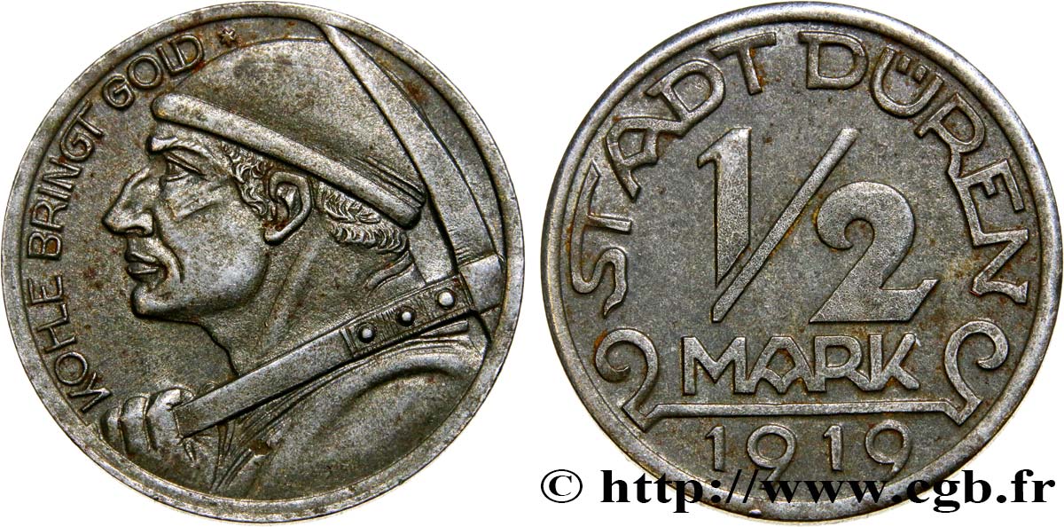 GERMANY - Notgeld 1/2 Mark Düren mineur 1919  AU 