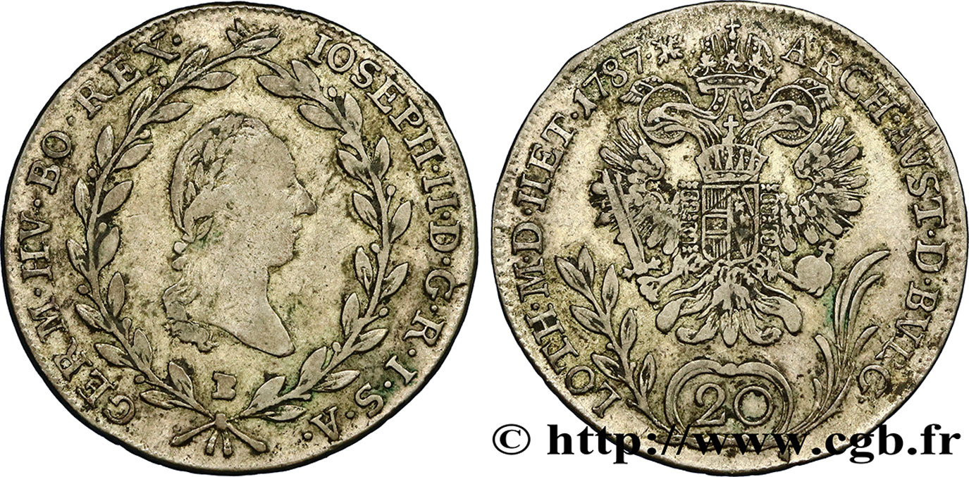 AUTRICHE 20 Kreuzer Joseph II 1787 Kremnitz TB+ 