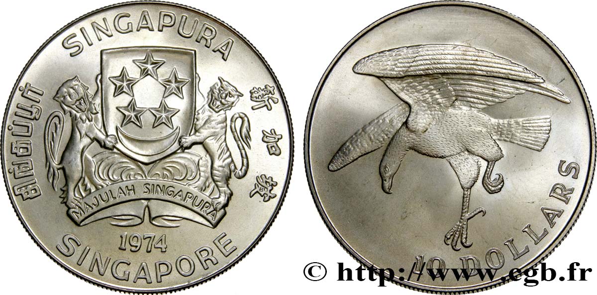 SINGAPUR 10 Dollars aigle 1974  fST 