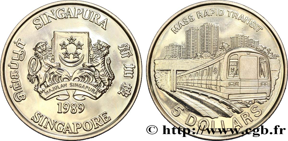 SINGAPOUR 5 Dollars Métro de Singapour 1989  SPL 