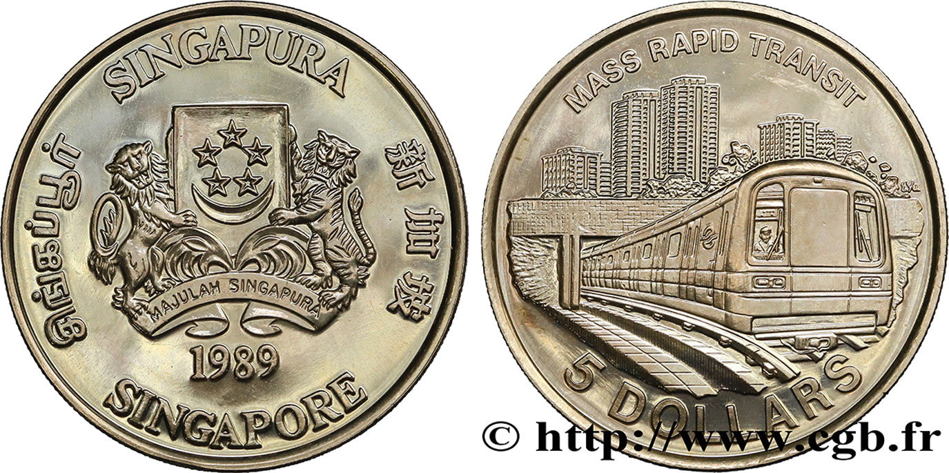 SINGAPOUR 5 Dollars Métro de Singapour 1989  SPL 