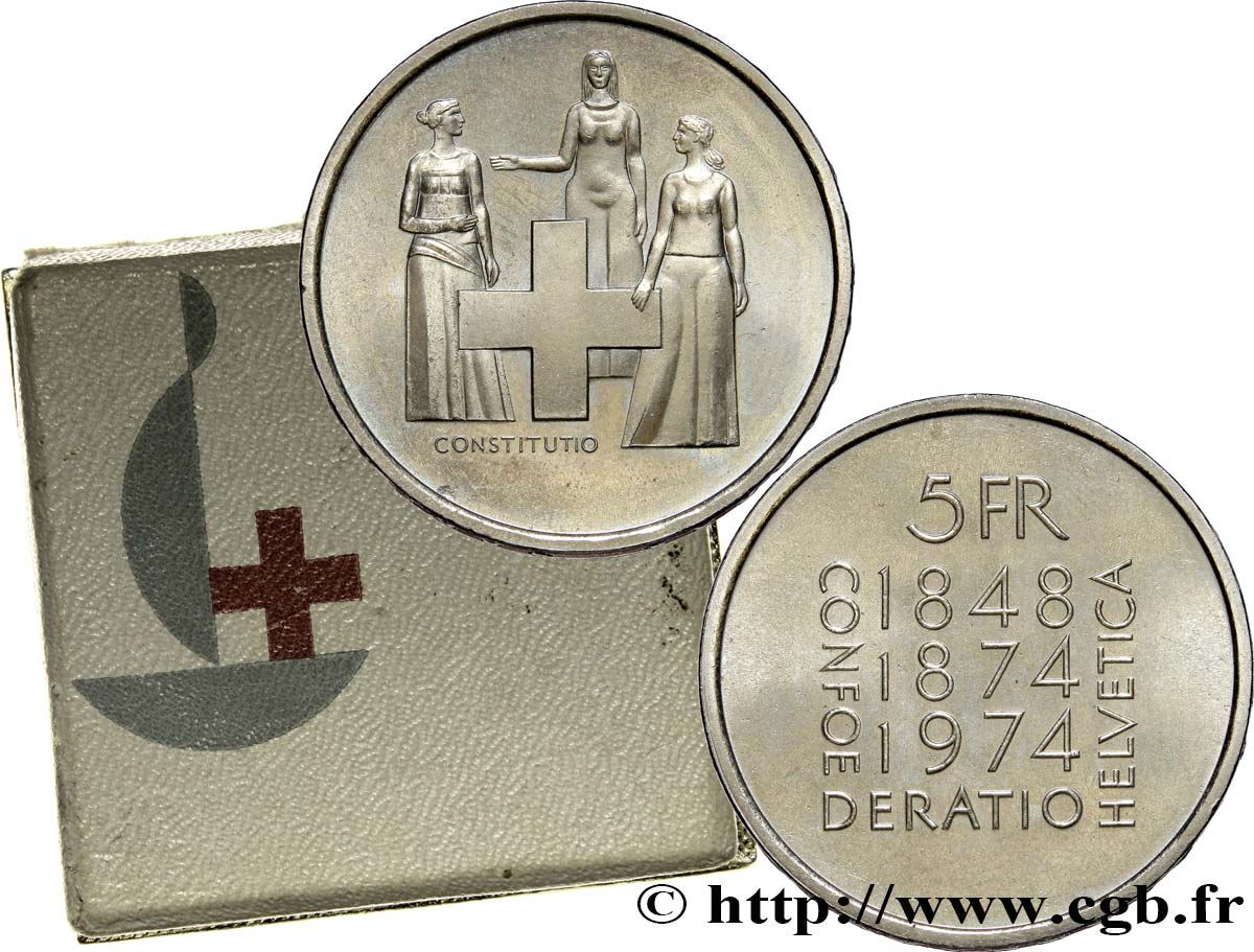 SWITZERLAND 5 Francs centenaire de la révision de la constitution 1974 Berne - B MS 
