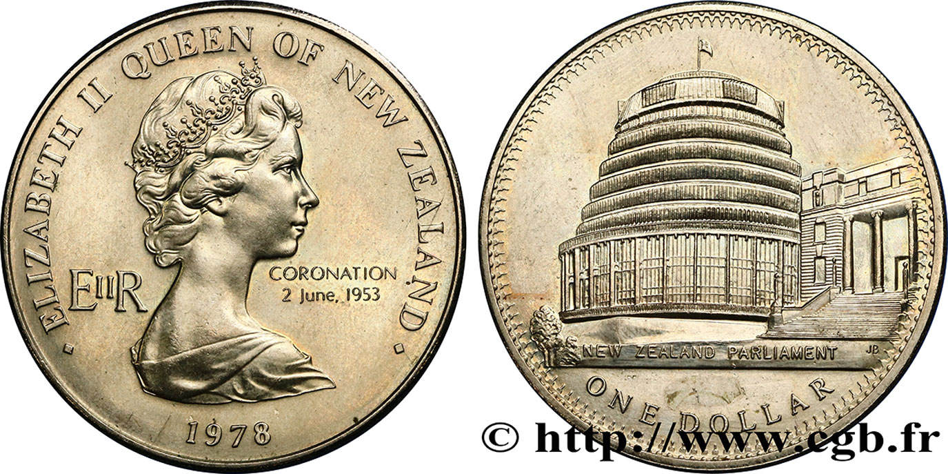 NOUVELLE-ZÉLANDE 1 Dollar 25e anniversaire du couronnement d’Elisabeth II 1978 Royal British Mint SUP 
