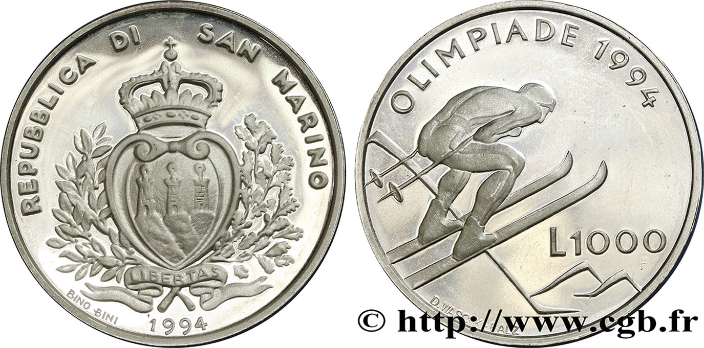 SAINT-MARIN 1000 Lire Proof Jeux Olympiques d’Atlanta 1996 1994 Rome - R SPL 