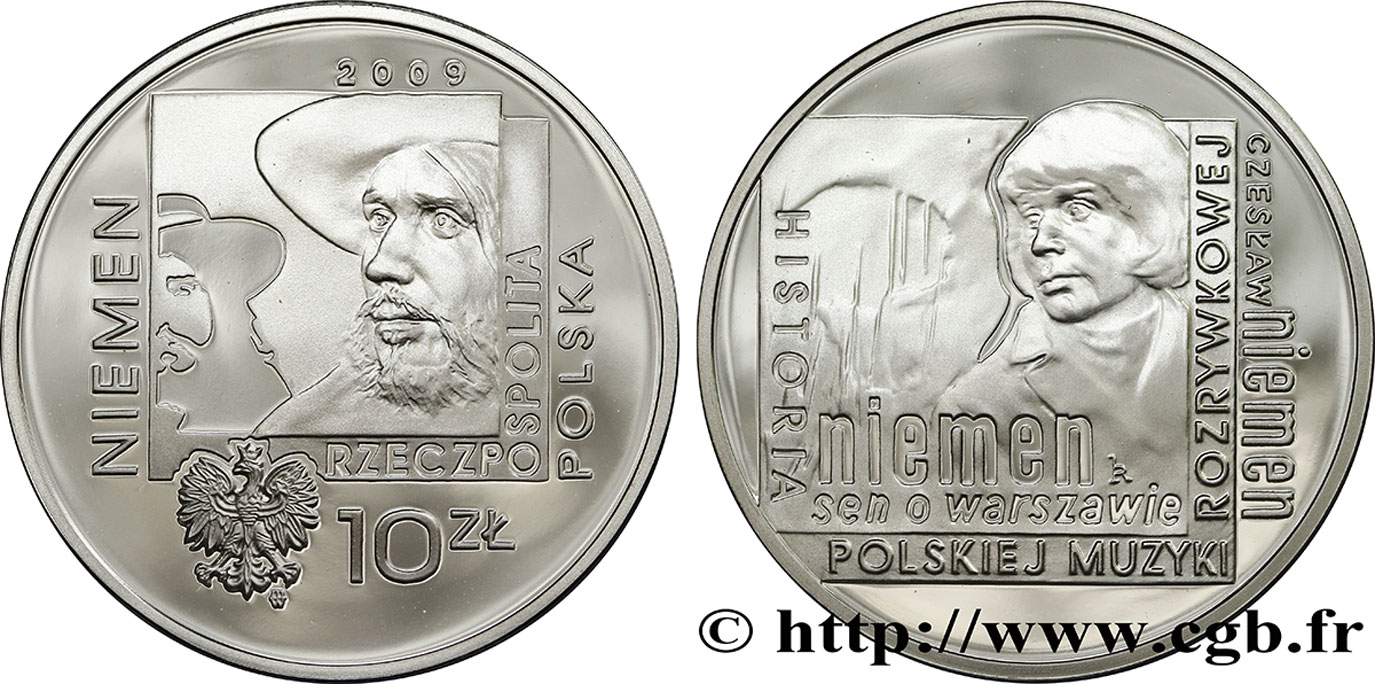 POLEN 10 Zlotych Proof Czeslaw Niemen 2009  ST 