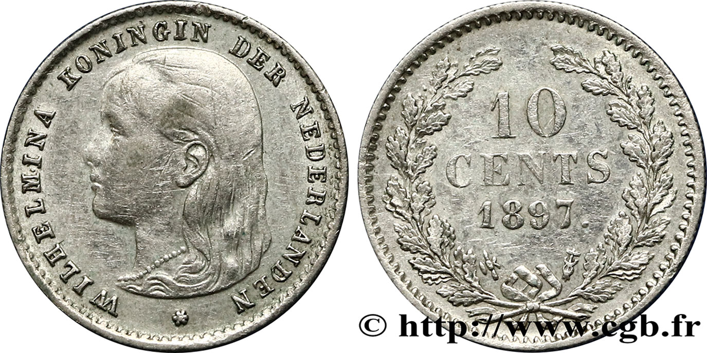 PAYS-BAS 10 Cents Wilhelmina 1897 Utrecht TTB 